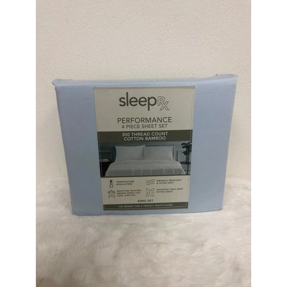 King Cotton/Bamboo Cool Temperature Regulating Sheet Set Blue